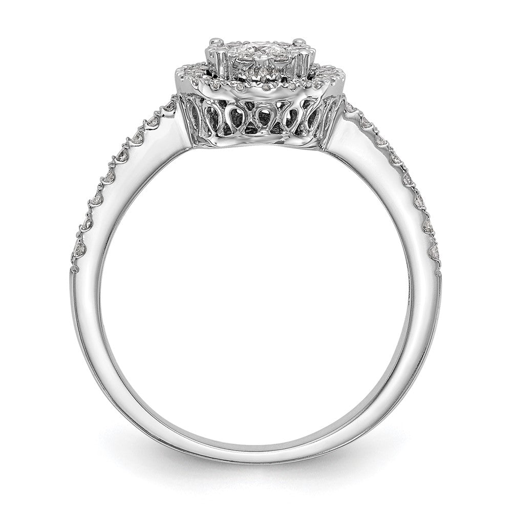 14k White Gold 1/2 carat Lab Grown Diamond VS/SI+ G+ Complete Cluster Engagement Ring