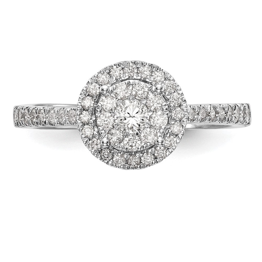 14k White Gold 1/2 carat Lab Grown Diamond VS/SI+ G+ Complete Cluster Engagement Ring