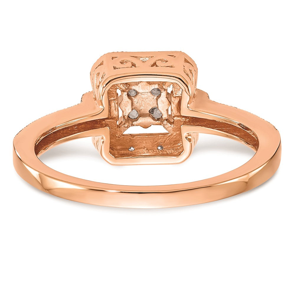 10K Rose Gold Square Halo Cluster 1/5 carat Diamond Complete Engagement Ring