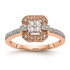 14K Rose Gold Square Cluster 1/5 carat Diamond Complete Engagement Ring