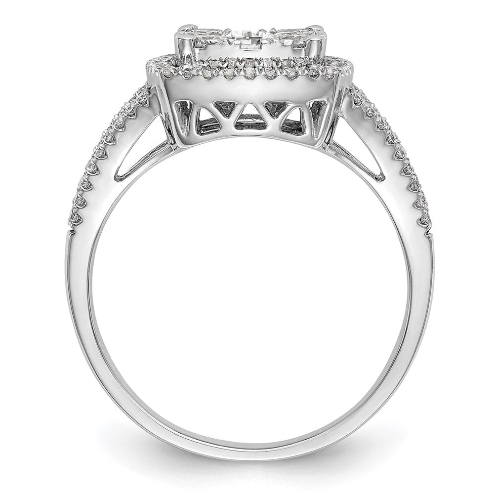 14k White Gold 1 carat Lab Grown Diamond VS/SI+ G+ Complete Cluster Engagement Ring