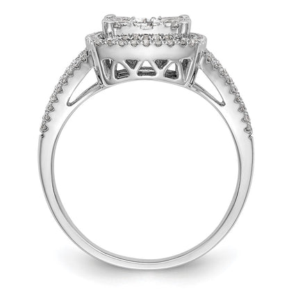 14k White Gold 1 carat Lab Grown Diamond VS/SI+ G+ Complete Cluster Engagement Ring
