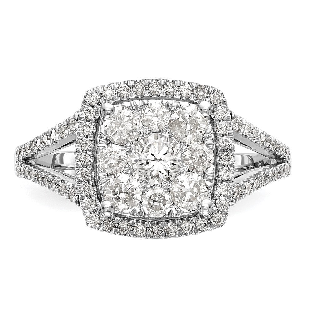 14k White Gold 1 carat Lab Grown Diamond VS/SI+ G+ Complete Cluster Engagement Ring