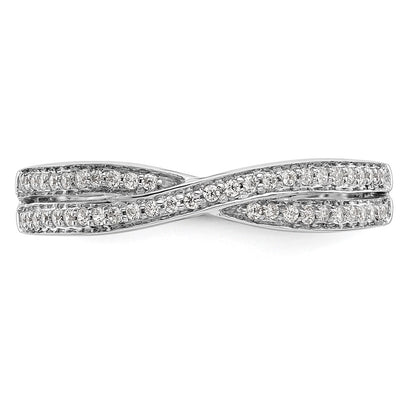 14K White Gold Criss-Cross 1/5 carat Diamond Complete Wedding Band