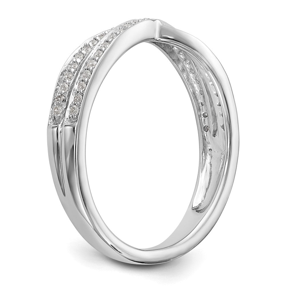 14K White Gold Criss-Cross 1/5 carat Diamond Complete Wedding Band