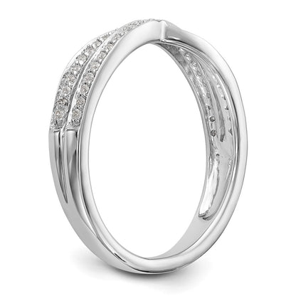 14K White Gold Criss-Cross 1/5 carat Diamond Complete Wedding Band