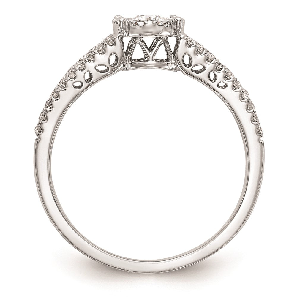 14K White Gold Halo Cluster 1/2 carat Diamond Complete Engagement Ring