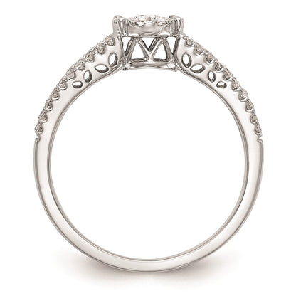 14K White Gold Halo Cluster 1/2 carat Diamond Complete Engagement Ring