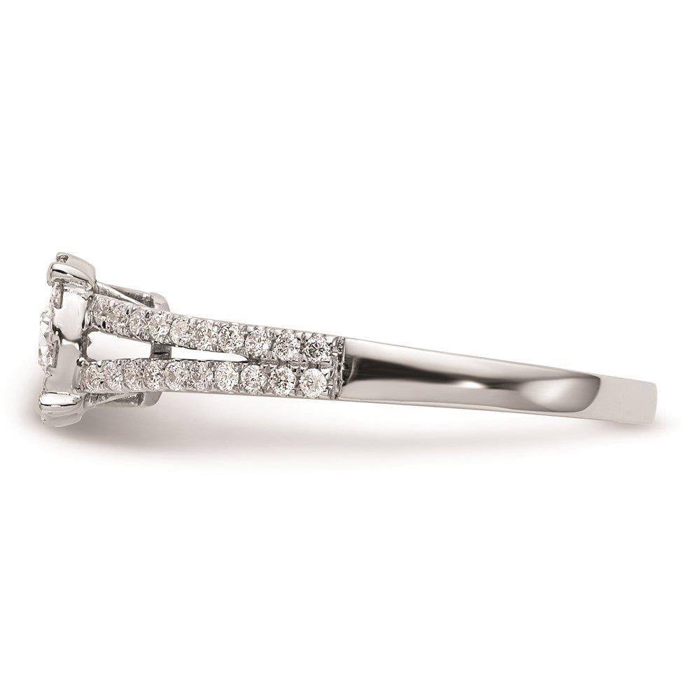 14K White Gold Halo Cluster 1/2 carat Diamond Complete Engagement Ring