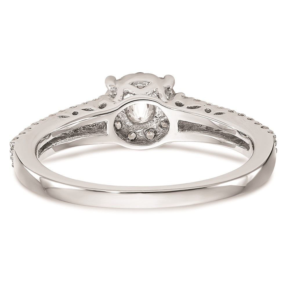 14K White Gold Halo Cluster 1/2 carat Diamond Complete Engagement Ring