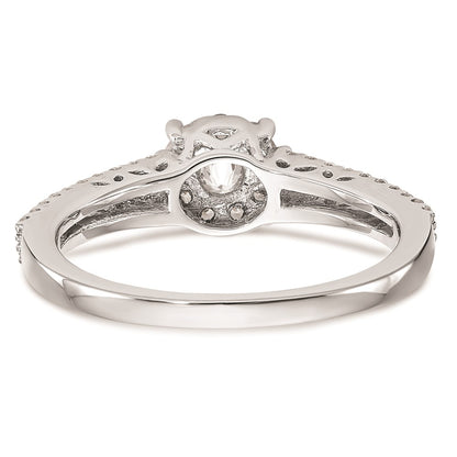 14K White Gold Halo Cluster 1/2 carat Diamond Complete Engagement Ring