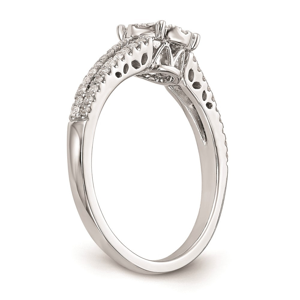 14K White Gold Halo Cluster 1/2 carat Diamond Complete Engagement Ring