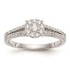 14K White Gold Halo Cluster 1/2 carat Diamond Complete Engagement Ring