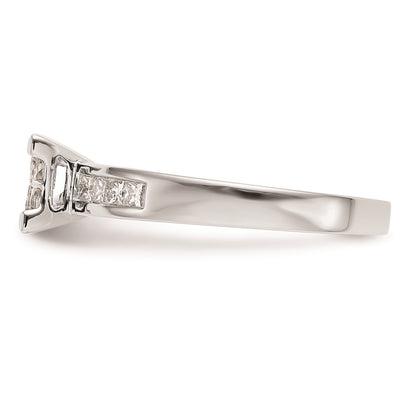 14K White Gold Square Cluster 3/4 carat Princess Diamond Complete Engagement Ring