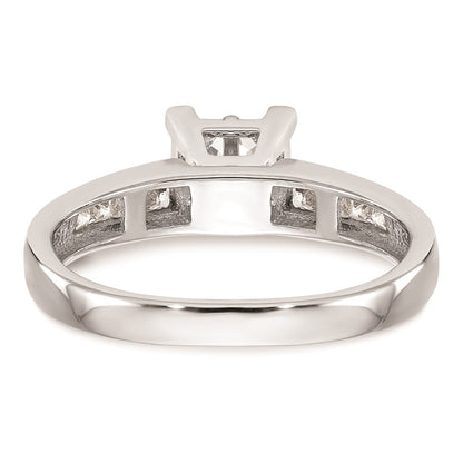 14K White Gold Square Cluster 3/4 carat Princess Diamond Complete Engagement Ring