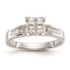 14K White Gold Square Cluster 3/4 carat Princess Diamond Complete Engagement Ring