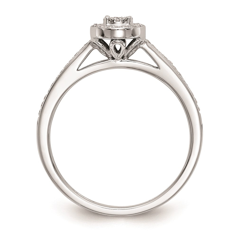 10K White Gold Halo Cluster 1/5 carat Diamond Complete Engagement Ring