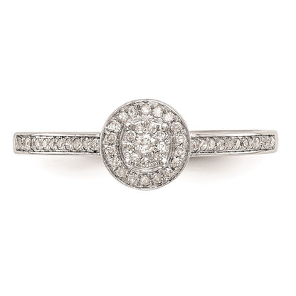 10K White Gold Halo Cluster 1/5 carat Diamond Complete Engagement Ring