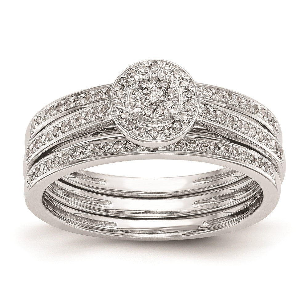 10K White Gold Halo Cluster 1/5 carat Diamond Complete Engagement Ring