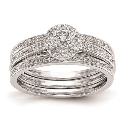 10K White Gold Halo Cluster 1/5 carat Diamond Complete Engagement Ring