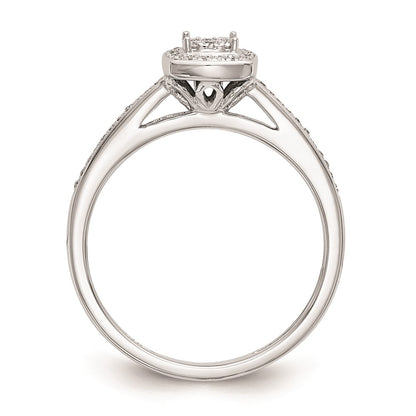 10K White Gold Square Halo Cluster 1/5 carat Diamond Complete Engagement Ring
