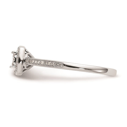 14K White Gold Square Halo Cluster 1/5 carat Diamond Complete Engagement Ring