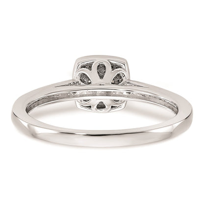14K White Gold Square Halo Cluster 1/5 carat Diamond Complete Engagement Ring