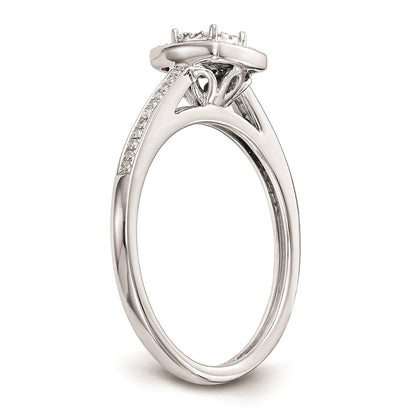 14K White Gold Square Halo Cluster 1/5 carat Diamond Complete Engagement Ring