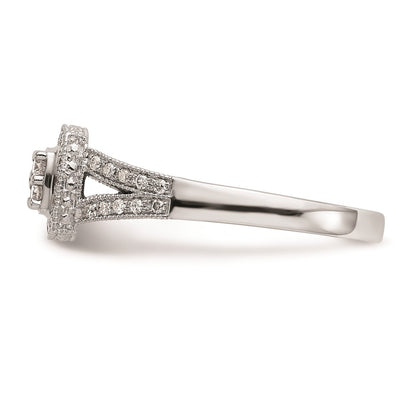 14K White Gold Square Halo Cluster 1/2 carat Diamond Complete Engagement Ring