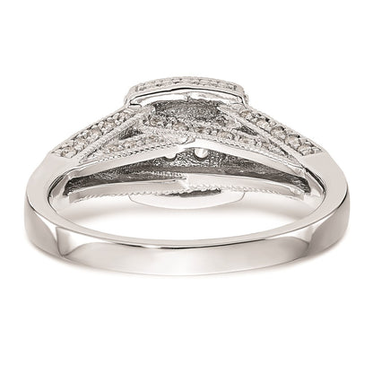 14K White Gold Square Halo Cluster 1/2 carat Diamond Complete Engagement Ring