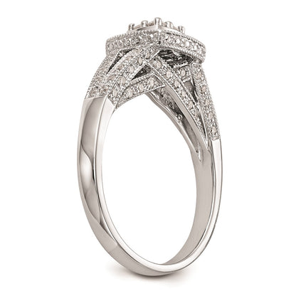 14K White Gold Square Halo Cluster 1/2 carat Diamond Complete Engagement Ring
