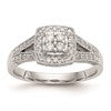 14K White Gold Square Halo Cluster 1/2 carat Diamond Complete Engagement Ring