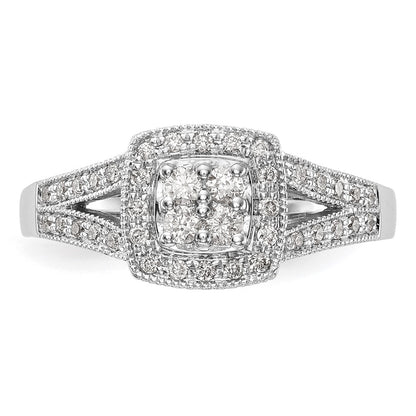 14k White Gold 1/2 carat Lab Grown Diamond VS/SI+ G+ Complete Cluster Engagement Ring