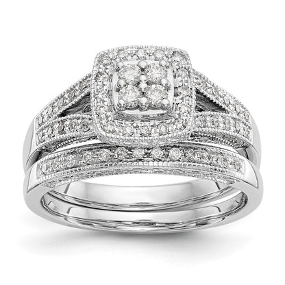 14k White Gold 1/2 carat Lab Grown Diamond VS/SI+ G+ Complete Cluster Engagement Ring