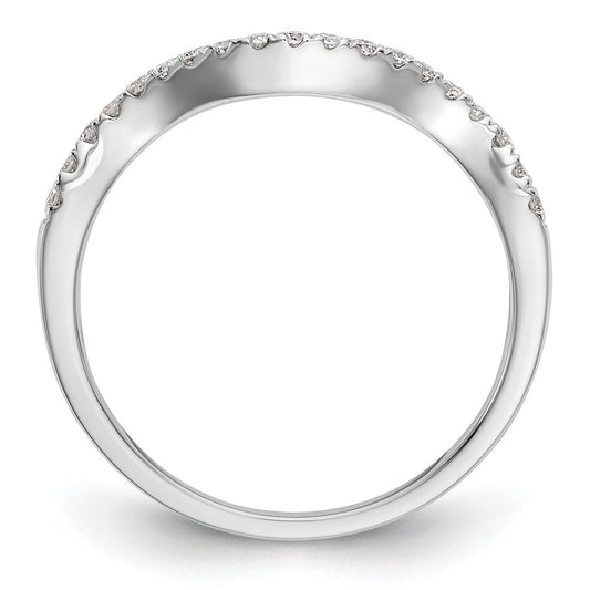 14k White Gold 1/5 carat Diamond Contoured Complete Wedding Band