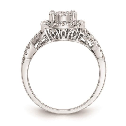 14k White Gold 3/4 carat Lab Grown Diamond VS/SI+ G+ Complete Cluster Engagement Ring