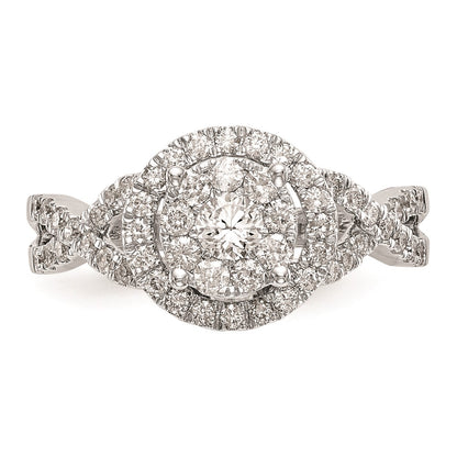 14k White Gold 3/4 carat Lab Grown Diamond VS/SI+ G+ Complete Cluster Engagement Ring