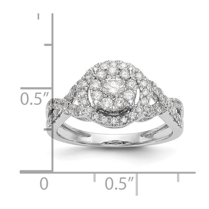 14k White Gold 3/4 carat Lab Grown Diamond VS/SI+ G+ Complete Cluster Engagement Ring