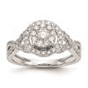 14k White Gold 3/4 carat Lab Grown Diamond VS/SI+ G+ Complete Cluster Engagement Ring
