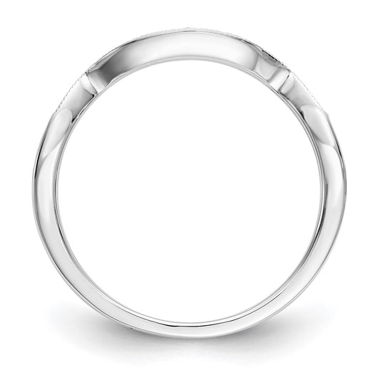 14k White Gold 1/10 carat Diamond Contoured Complete Wedding Band