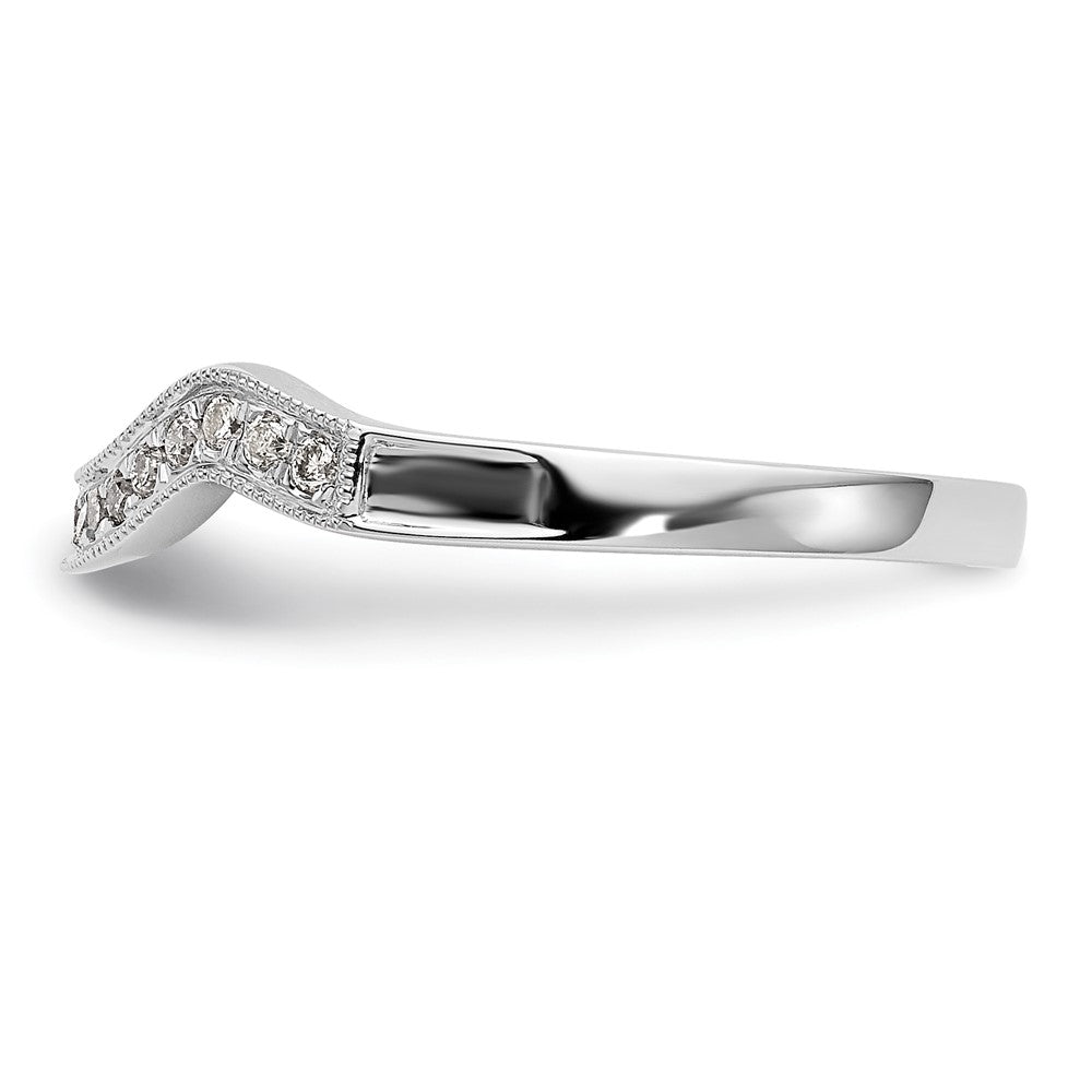14k White Gold 1/10 carat Diamond Contoured Complete Wedding Band