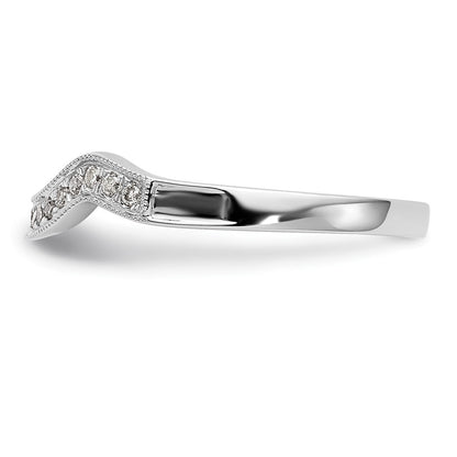 14k White Gold 1/10 carat Diamond Contoured Complete Wedding Band