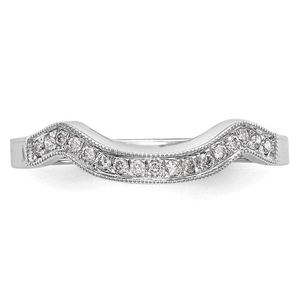 14k White Gold 1/10 carat Diamond Contoured Complete Wedding Band