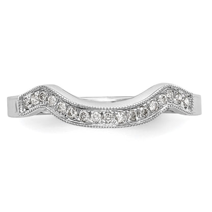 14k White Gold 1/10 carat Diamond Contoured Complete Wedding Band