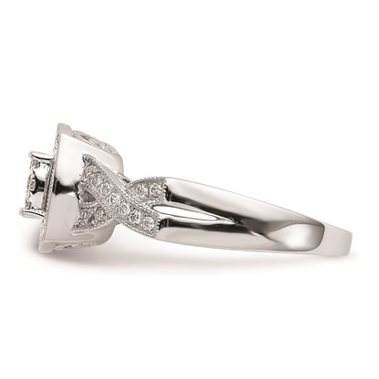 14K White Gold Square Halo Cluster 3/8 carat Diamond Complete Engagement Ring
