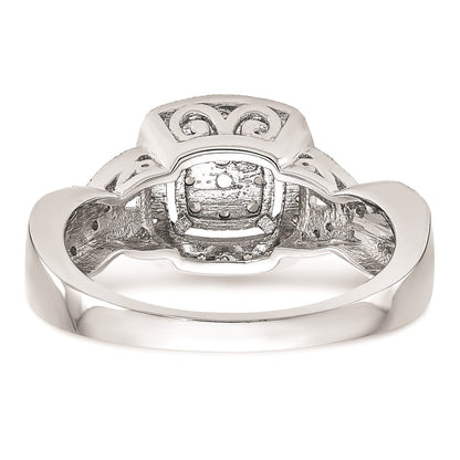 14K White Gold Square Halo Cluster 3/8 carat Diamond Complete Engagement Ring