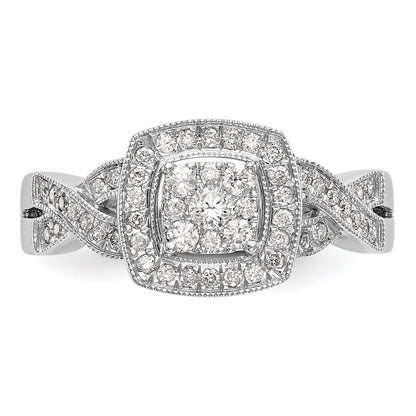 14k White Gold 3/8 carat Lab Grown Diamond VS/SI+ G+ Complete Cluster Engagement Ring