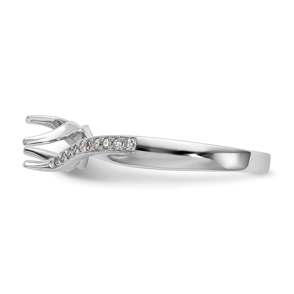 14k White Gold By-Pass (Holds 1/2 carat (5.00mm) Round Center) 1/10 carat Diamond Semi-mount Engagement Ring