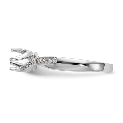 14k White Gold By-Pass (Holds 1/2 carat (5.00mm) Round Center) 1/10 carat Diamond Semi-mount Engagement Ring