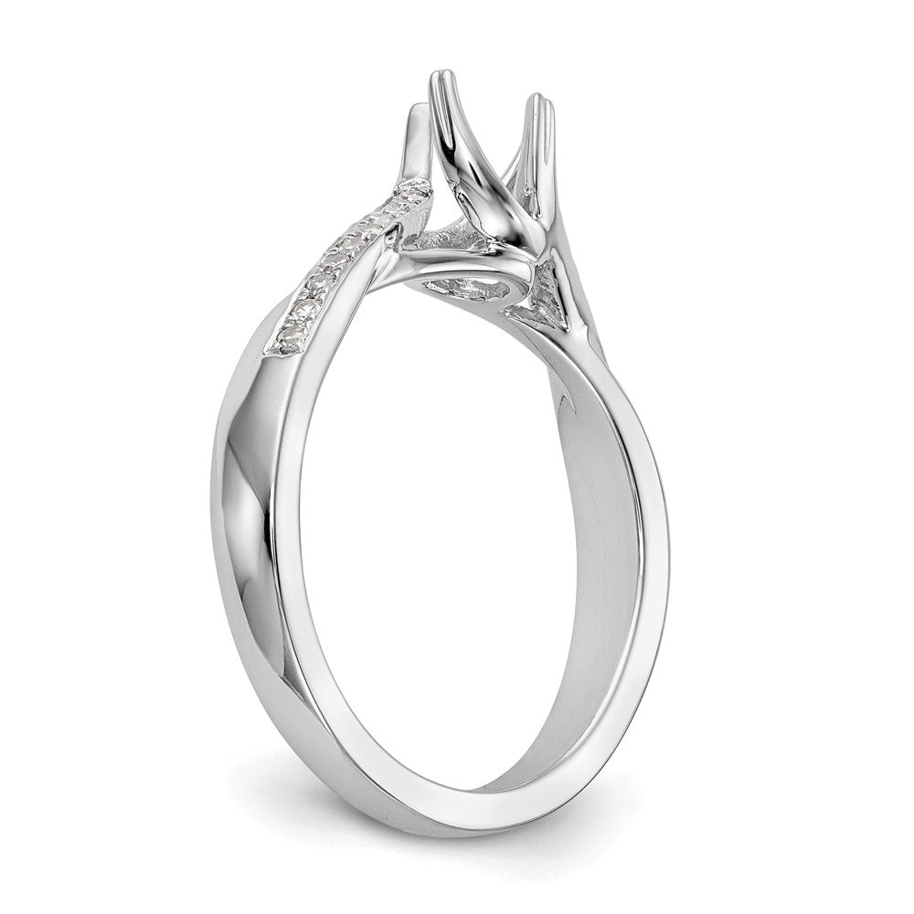 14k White Gold By-Pass (Holds 1/2 carat (5.00mm) Round Center) 1/10 carat Diamond Semi-mount Engagement Ring